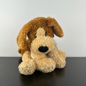 Mary Meyer Rare Brown Tan Flip Flops Puppy Dog Blue Bow 11” Large Plush HTF